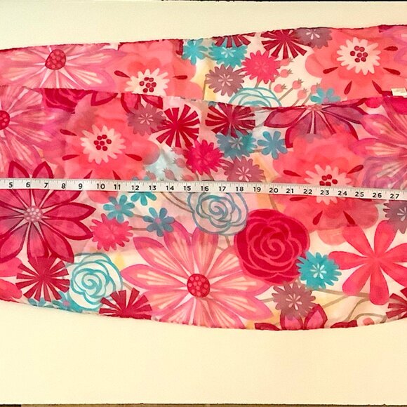Greenbriar Intl. - Pink floral rectangular scarf, 64 inches x 13 inches - Picture 3 of 8